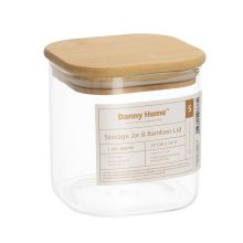 Банка для хранения JAR 10x10xH10см 800мл с бамбуковой крышкой, стекло
