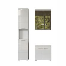 Vannitoamööbli komplekt AMANDA kapiga, valge kõrgläige/valge