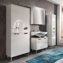 Комплект мебели для ванной комнаты с LED-светильником Mars, белый глянцевый