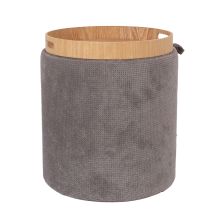 Ottoman/ table HIRO D34,5xH37cm, grey, with storage and tray