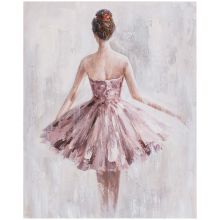 Масляная картина 80x100см, женщина в розовом платье