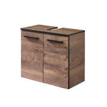 Шкаф под раковину 374, 60x33xH53см, тёмный дуб/чёрный