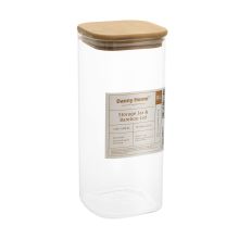 Банка для хранения JAR 10x10xH23см 1900мл с бамбуковой крышкой, стекло