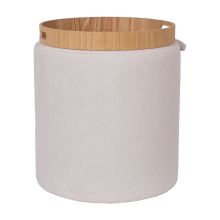 Ottoman/ table HIRO D34,5xH37cm, white, with storage and tray