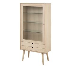 Шкаф-витрина CENTURY 72x36xH143,2см, с 2 ящиками и стеклянная дверь, материал: шпон дуба/мебельная доска