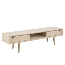 TВ-стол CENTURY 160x38xH43см, с 2 дверьми, материал: шпон дуба/мебельная доска, промасленный с белым пигментом