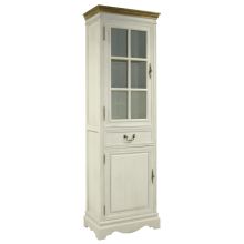 Шкаф-витрина SAMIRA 60x35xH195,5см, антично-белый/натуральный