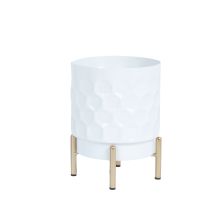 Flowerpot DEIA  D15xH20cm, white/golden