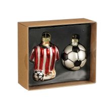 Jõuluehe SHINE FOOTBALL SET 14cm klaas, komplekt