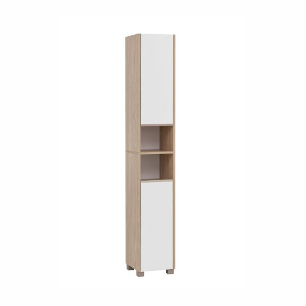 Bathroom cabinet JUBA 30x33xH186,5cm, white/oak