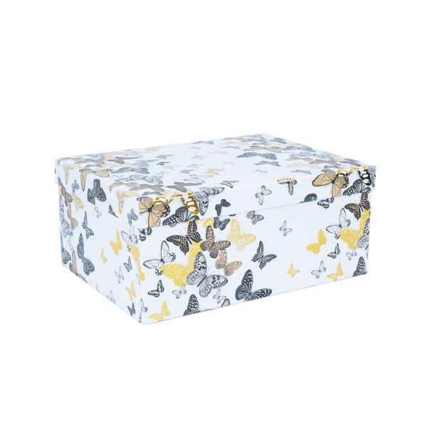 Box DIANA-5, with a lid 29x22xH12,5cm, white/butterfly
