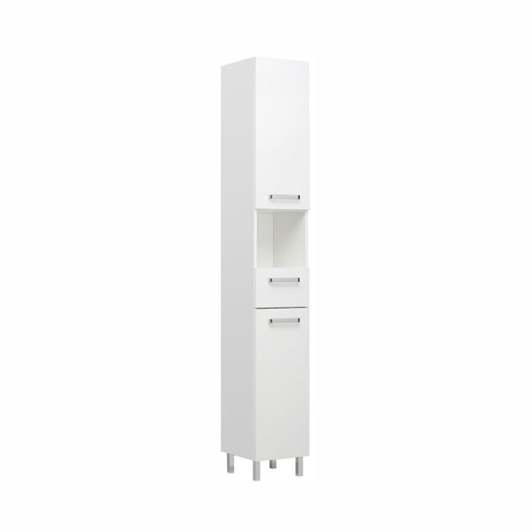 Tall bathroom cabinet 312, 30x33xH195,5cm, white gloss