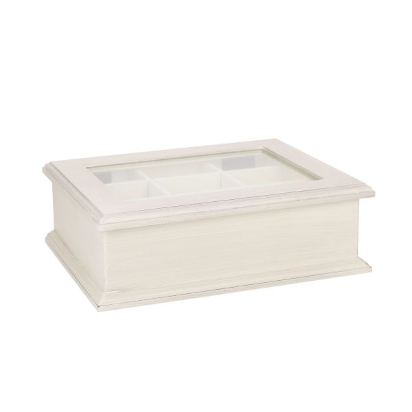 Tea box SAMIRA 26,5x22x8,5cm, antique white