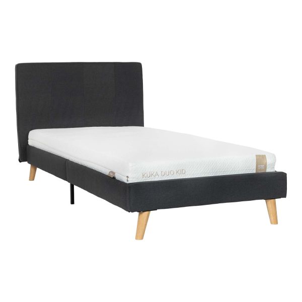 Bed JUNO 90x200cm, with mattress KUKA DUO KID, grey