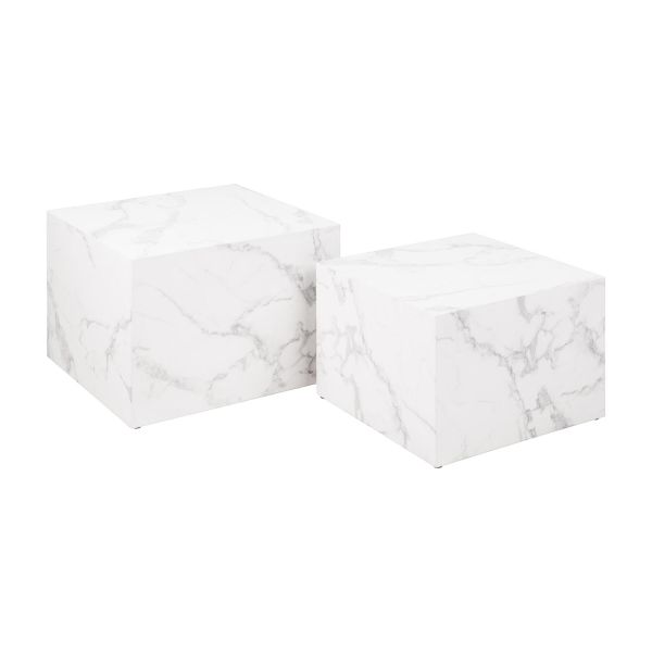 Diivanilauad 2tk DICE 58x58xH40cm, 50x50xH33cm, valge