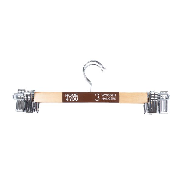 Cloth hangers for skirt 3pcs, natural