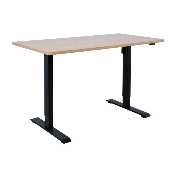 Desk ERGO with 1 motor 140x70xH71-121cm, maple/black