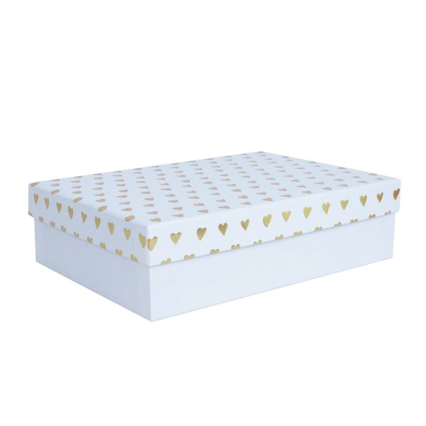 Karp ELSA 29x21cm, kaanega kuld/hõbe, valge