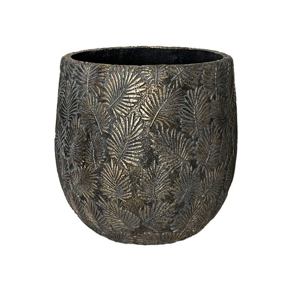 Lillepott SUNNY CEDAR D34xH33cm, tumehall/kuldne