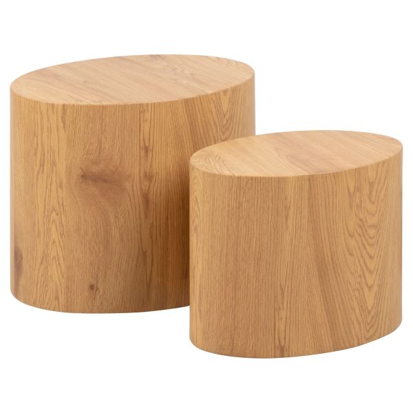 Coffee tables 2pcs MICE 48x33xH40cm, 40x24,5xH33cm, natural