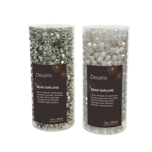 Garland GLOW PEARL 9m, silver/white, mix