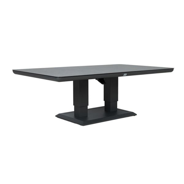 Laud TOMSON 150x90xH52-75 cm, tumehall klaasplaadiga