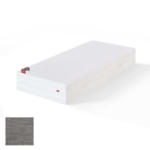 Spring mattress BLACK MULTIPOCKET MANGO 90x200cm, soft, light grey