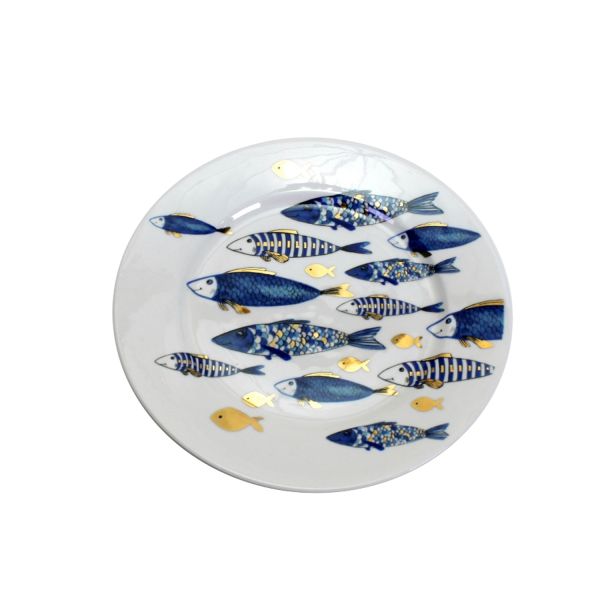 Taldrik BLUE FISH, D20.5cm, sinine/kuld