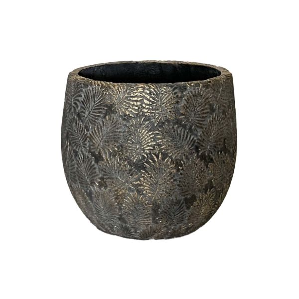 Кашпо SUNNY CEDAR D26xH25.5см, темно-серый/золотистый