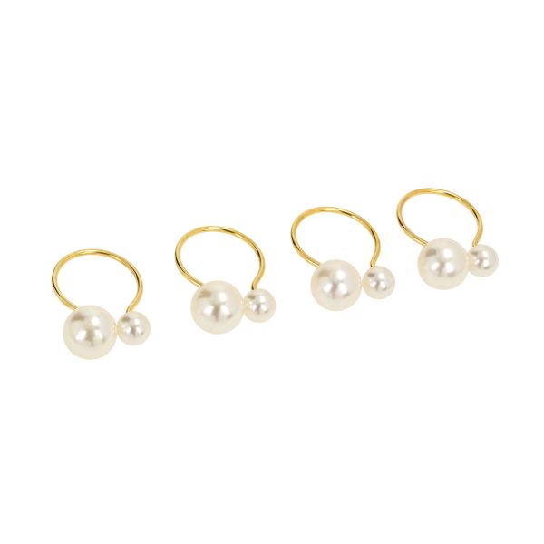 Napkin rings GLAMOR 4pcs, pearl/gold