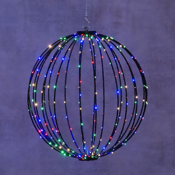 LED-valgusti BALL D30cm 160LED värvilised tuled, must raam