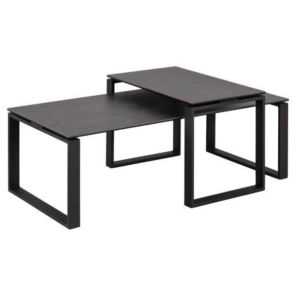 Coffee tables 2pcs KATRINE 115x55xH37,5cm, 69x40xH45cm, black