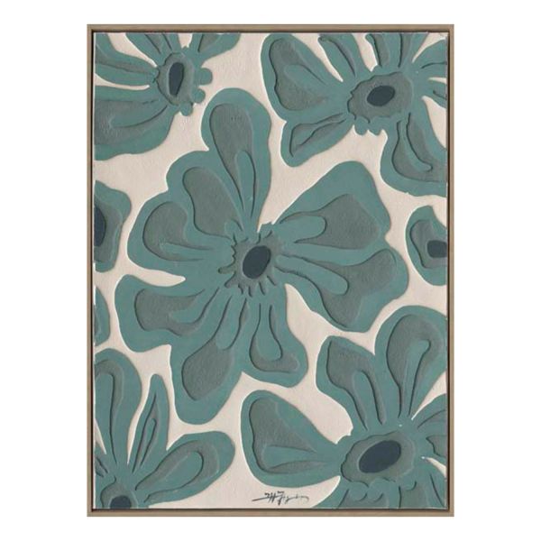 Painting with frame 60x80cm, green flowers