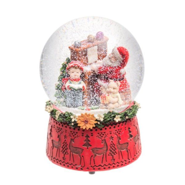 Snow globe SANTA D10xH14,5cm, music