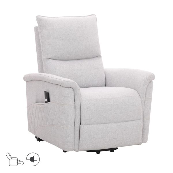Recliner armchair GIANNI with electric lifting mechanism, grayish-white