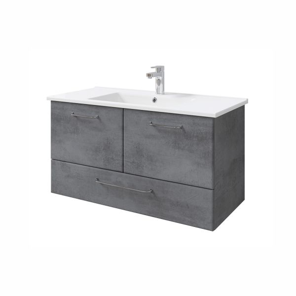 Шкаф под раковину и керамическая раковина 945 темно-серый, 96x44xH51см