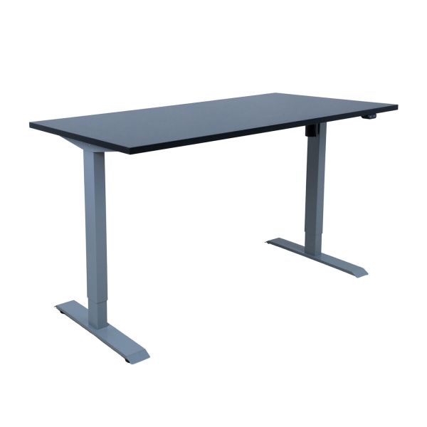 Desk ERGO with 1 motor 140x80xH71-121cm, black/silver grey