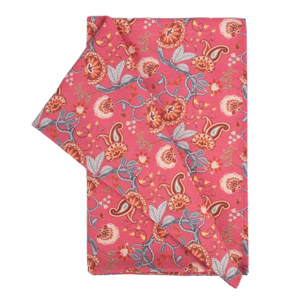 Tablecloth LONETA 136x220cm, flowers on pink base