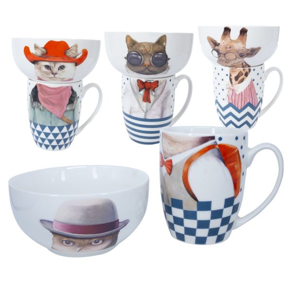 Набор чашка+миска POPPY, микс