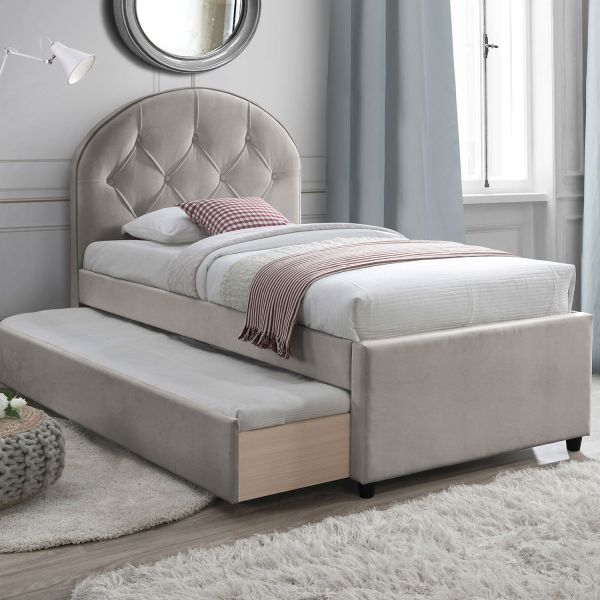 Bed LARA with mattress HARMONY UNO 90x200cm, champagne