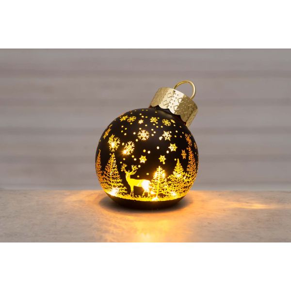Winteria Christmas Bauble with LED light 12 cm Winter Forest