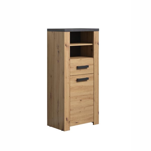 Lower bathroom cabinet FOLLOW 53x35xH118cm, oak/grey