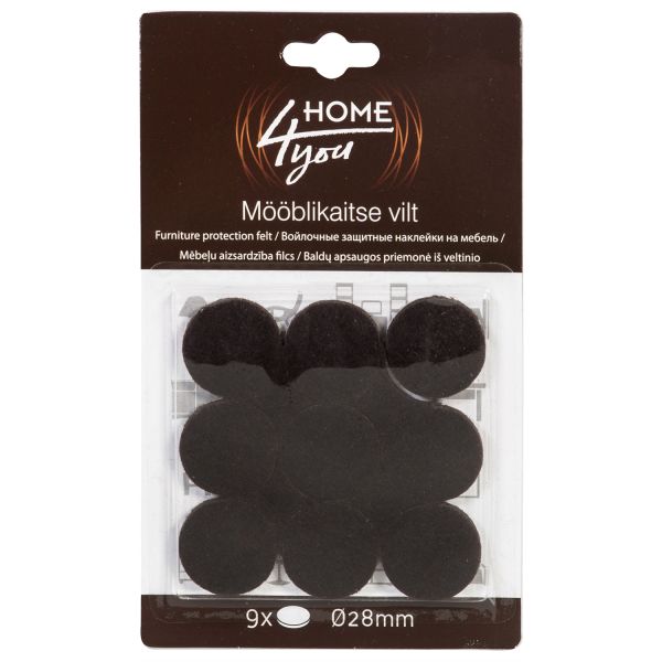 Furniture protective felt pads D28mm, 9pcs, black