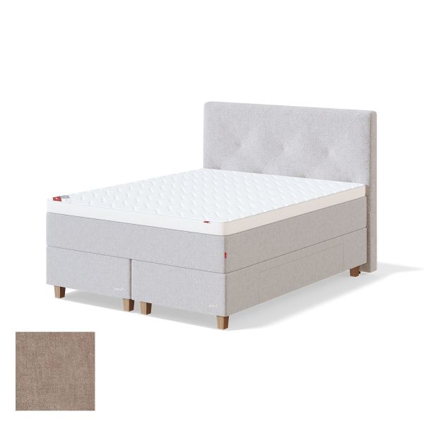 Continental bed with drawer BLACK CONTINENTAL CLIFF 160x200cm, soft, beige
