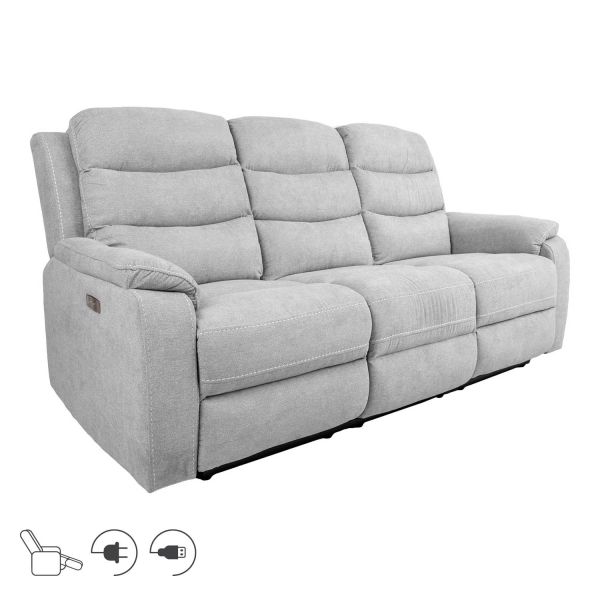 Diivan MIMI 3-kohaline elektriline recliner, helehall