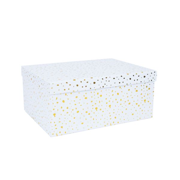 Box DIANA-7, with a lid 25x18xH10,5cm, white/gold