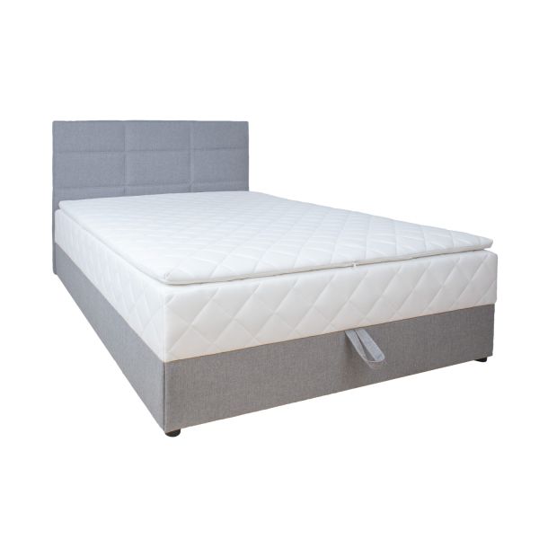 Continental bed LEVI 140x200cm, with mattress, grey