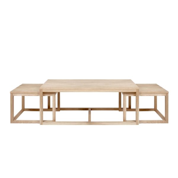 Coffee tables 3pcs CORNUS 51x56xH44cm, 51x56xH44cm, 120x60xH50cm, ash