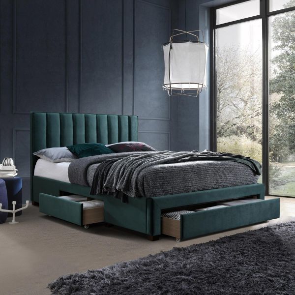 Bed GRACE with mattress HARMONY DUO SEASON 160x200cm, green