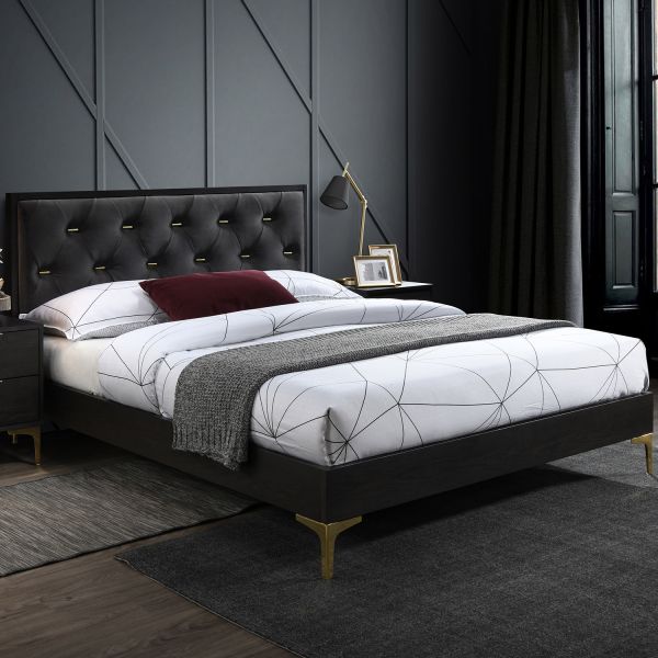 Bed POEM with mattress HARMONY DELUX 160x200cm, dark grey